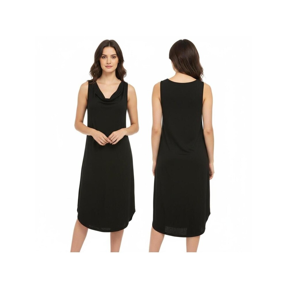 Sleeveless Tank Dress Casual Cowl Neck Comfy Black Dress